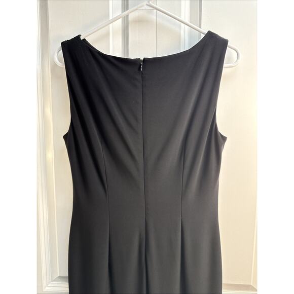 Anne Klein Size 6 Lace and Sequence Panel Overlay Black Stretch Sleeveless Dress - Picture 4 of 7